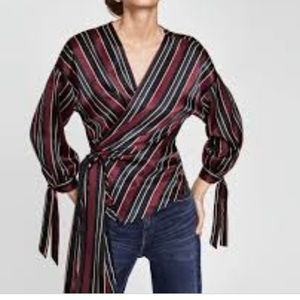 Zara striped satin blouse